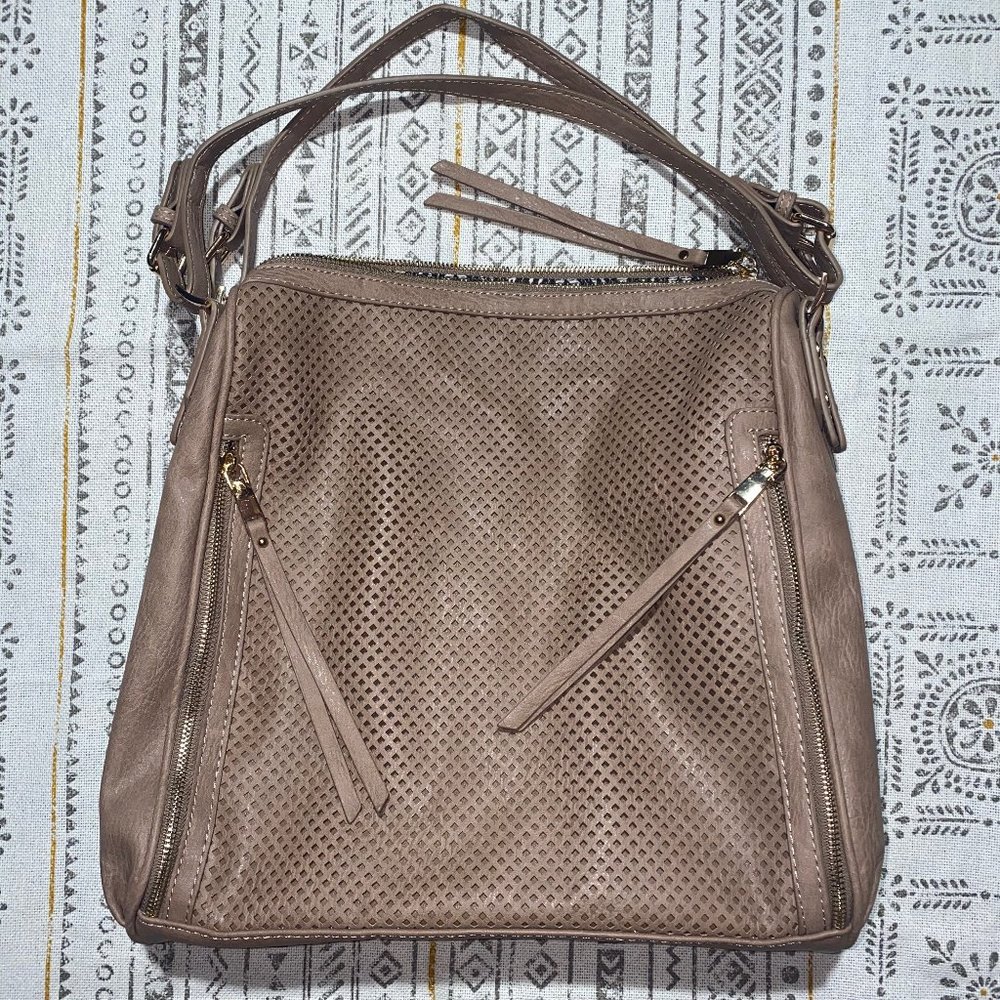 Madison West City Perforated Zipper Tote Bag